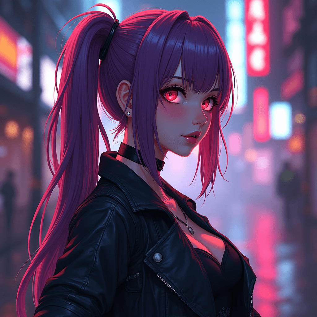 dreamlike, cyberpunk, neon lights, realistic anime