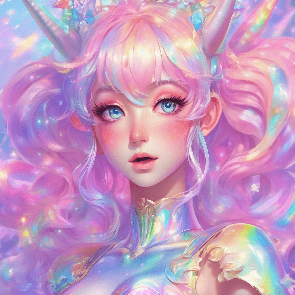 insta girl, pastel rainbow, large glittering shiny beautiful eyes, pastel rainbow hair 🌈 with iridescent glowing highlights , cute facial features, pastel rainbow bodysuit , pastel rainbow unicorn horn, pure mature anime woman demi-goddess , fantasy, glittery, opalescent, iridescent, glowing, shimmering, shiny, bright rococo by Ruan Jia and Bernie Wrightson and John Romita and Irakli Nadar and Yanjun Cheng and Julia Razumova and Kuvshinov Ilya and Anastasia berry and artgerm and guweiz and wlop and kim jung gi and rutkowski
