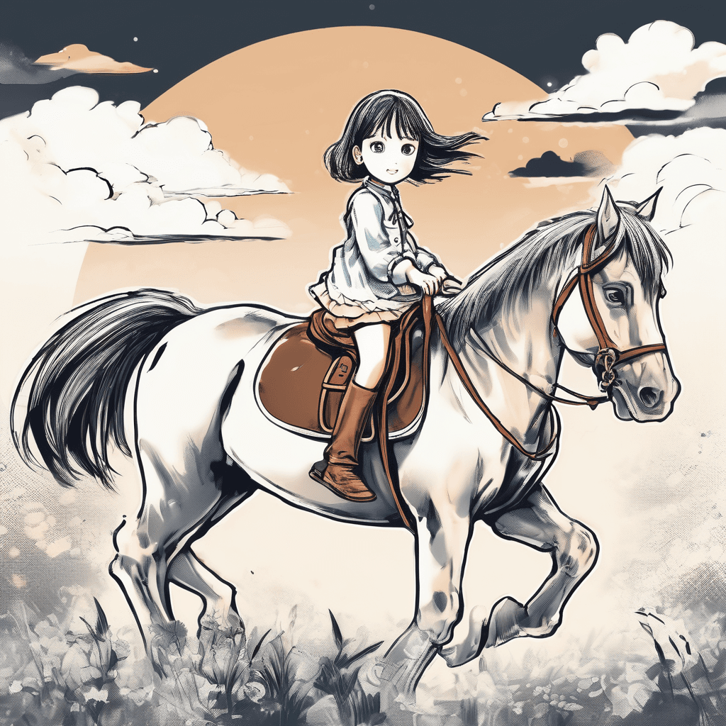 a little girl riding a horse