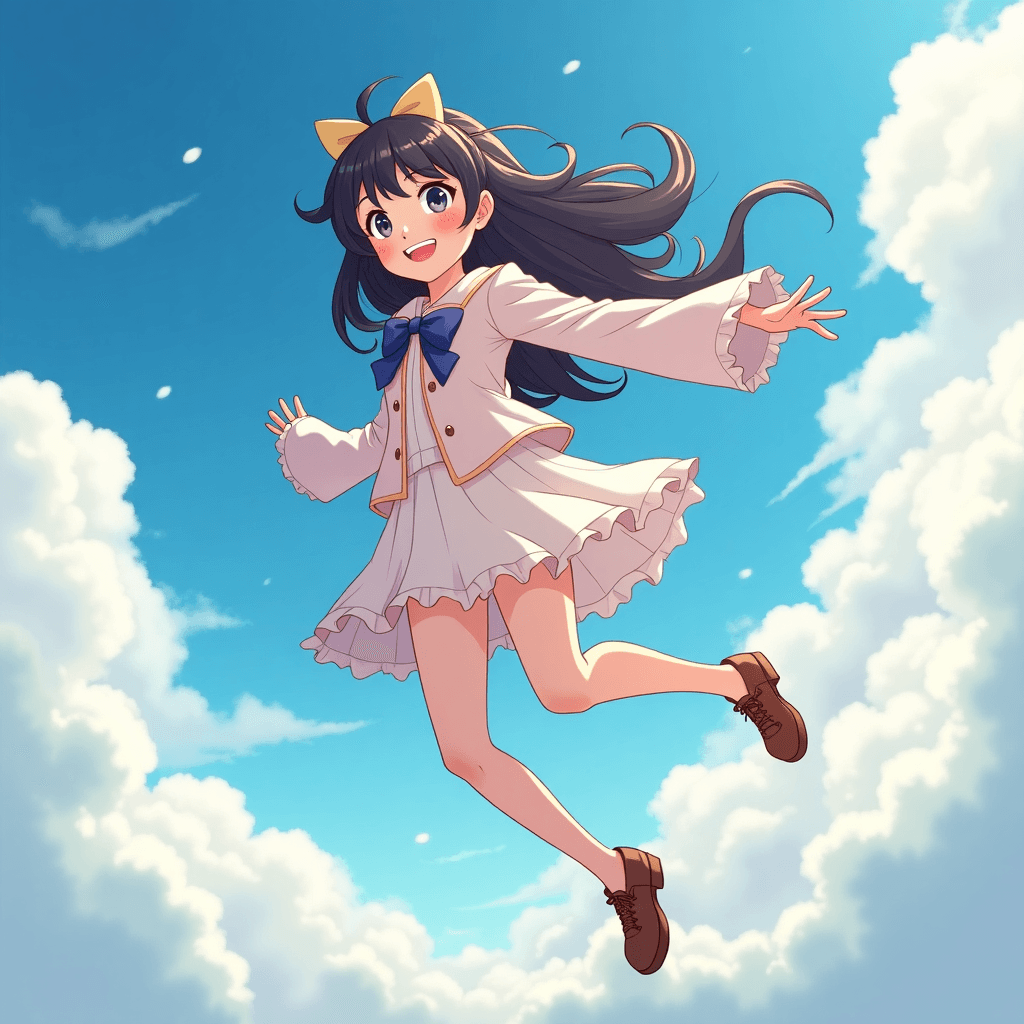 a girl fly in the sky