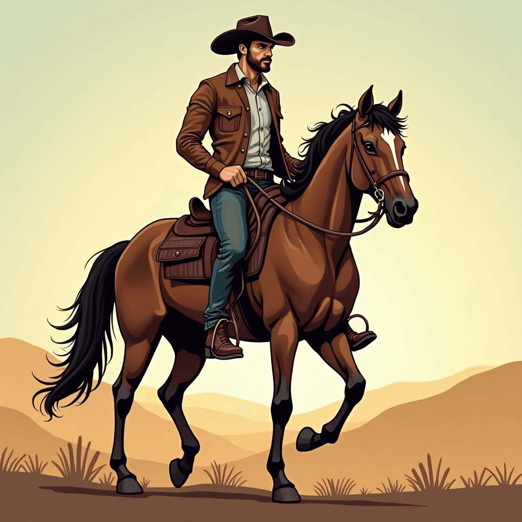 A cowboy in a horse