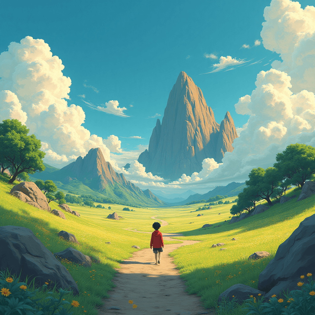 Masterpiece, Top Quality, (Animation: 1.4), Landscape, Simplified stylized structure, Katsuhiro Otomo inspiration, Akira aesthetic, Rich light and shadow, Calm colors, Casual game style, Warm tones, Pixar and Disney influence, 3D Blender, HDR, C4D, 8KHD, still frames from modern anime films, grand vibrant compositions, dynamic and vivid compositions like Hiroyuki Imaishi, detailed backgrounds and lighting by Makoto Shinkai, Ukiyo-e inspired depth and atmospheric color schemes, dynamic perspective, detailed environmental textures, atmospheric effects, vibrant andand balanced color palette, and Hiroyuki Imaishi's signature kinetic energy and bold stylistic choices.