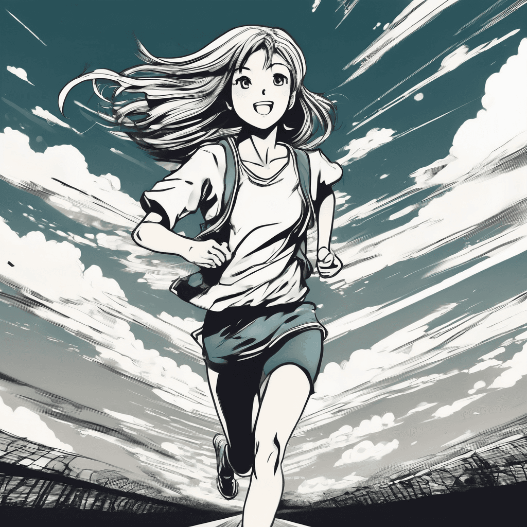 girl running in the sky