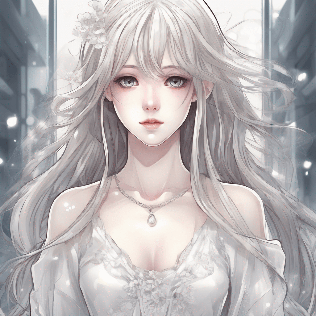 a pretty girl . long hair white skin. transparent dress.